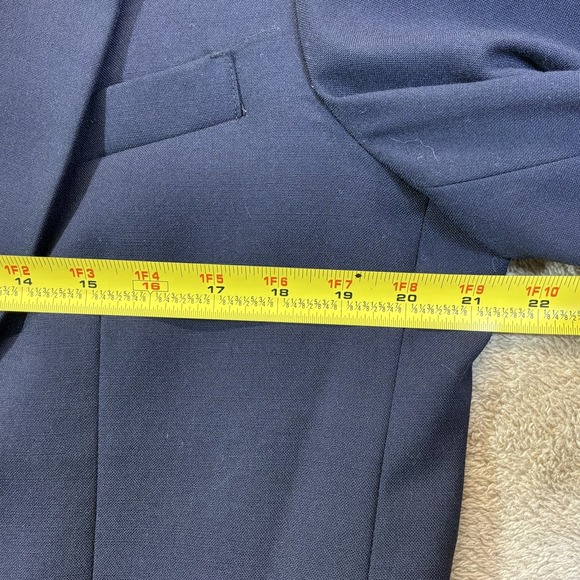 Vtg USA Made 40R Navy Blue Hopsack Gold Button Mens Blazer Sport Coat Jacket - Picture 3 of 9